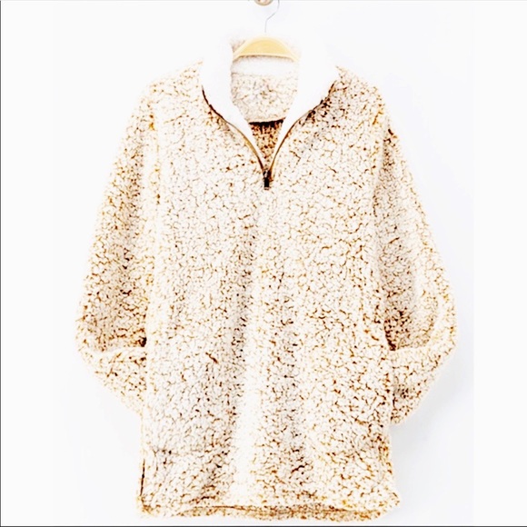 Sweaters - Beautiful Soft Oatmeal Sherpa  Zip Pull over